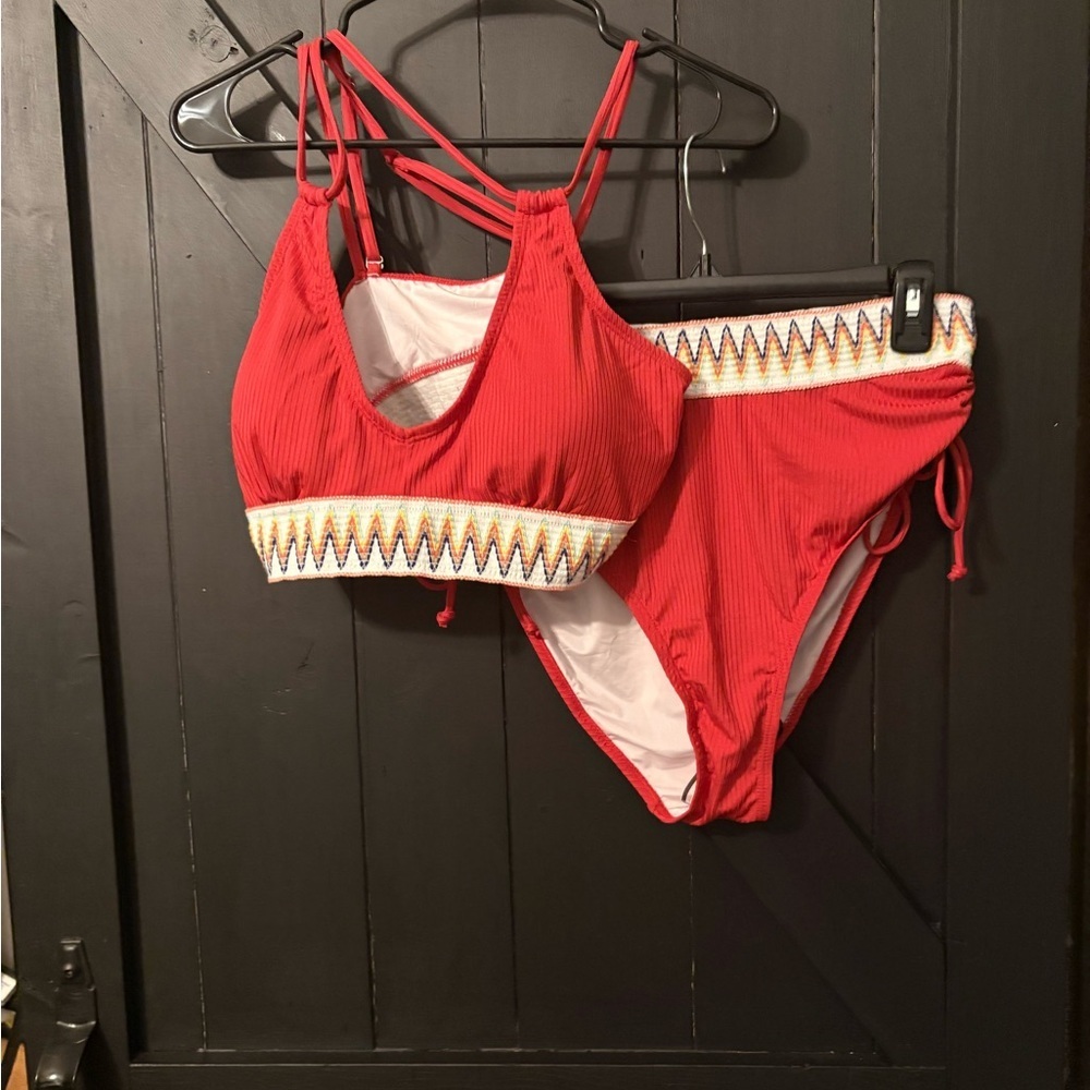 Red and White Women's Bikini Set